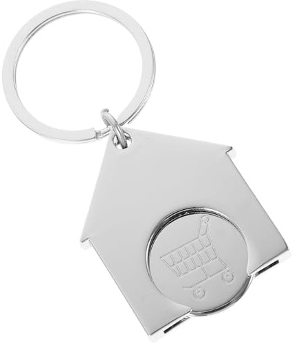 YARNOW Metal Shopping Cart Token Keychain, Trolley Coin Holder Key Ring, Sturdy Supermarket Token Pendant for Grocery Cart Use