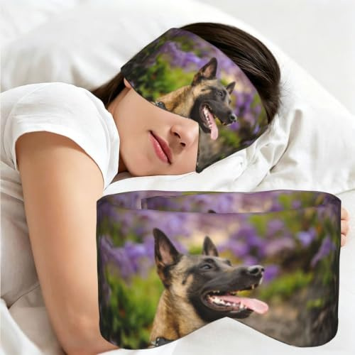 Perros de raza Pastor Belga Malinois, Antifaz para dormir, ideal para el hogar, viajes y trabajo por turnos. Cubre completamente los ojos y bloquea la luz.