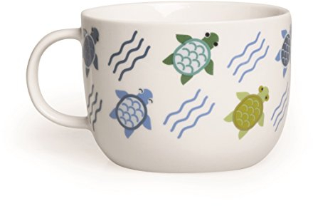 Excelsa Animals Tazza Jumbo Tartaruga, 450 ml, Porcellana, Bianco