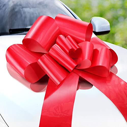 Zoe Deco - Große Autoschleife - Rot, 58 cm/23 Zoll - Riesige Autoschleife für Geburtstag, Weihnachten, Hochzeitsempfang, Überraschungsparty - Große Geschenkverpackung
