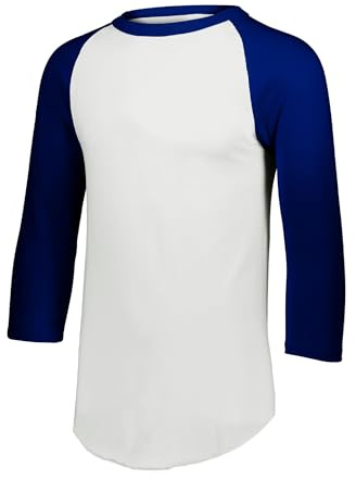 Augusta Sportswear Baseballtröja för män 2,0 3/4 ärm, Vit/marinblå, M