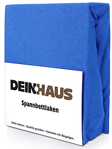 DH DEIN.HAUS Frottee Weiches Spannbetttuch 200 x 220 cm – Baumwolle, mit Gummizug, pflegeleicht, Bettlaken – Farbe: Dunkelblau