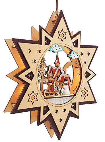 Wichtelstube-Kollektion Immagini a LED per finestre natalizie, in legno, illuminate per bambini invernali, con timer, arco natalizio, illuminazione per finestre, funzionamento a batteria