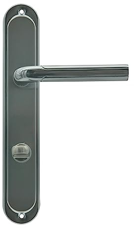 domino Türgriff 78 Drückergarnitur WC - Badezimmer Set Links & Rechts Türbeschlag für WC/Badezimmertüren L-Form Türbeschläge aus Aluminium Silber Türdrückergarnitur RIO M6/M9