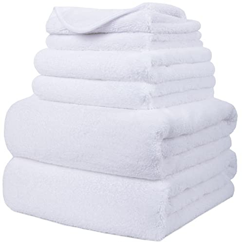 Polyte - Handtuch-Set - schnelltrocknende & fusselfreie Mikrofaser - 6-teilig (Weiß)