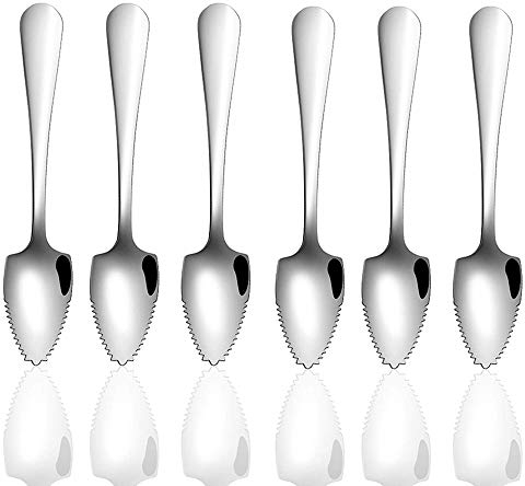 Lot de 6 cuillères à pamplemousse en acier inoxydable pour pommes et kiwi, papaye, orange et crème glacée