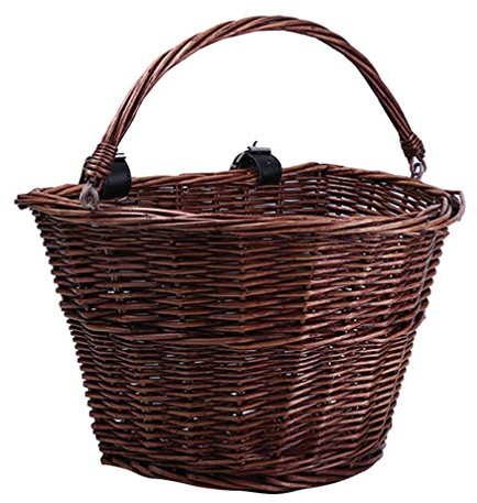 Fahrrad Korb Vorne Lenker Korb Weiden Wicker Rattan Gewebt Front Aufbewahrungs mit Griff für Erwachsene Kinder Kaffee