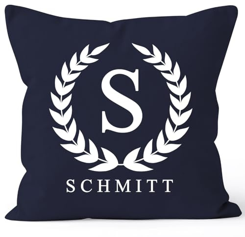 SpecialMe® Kissen-Bezug mit Name und Initiale Monogramm Buchstabe persönliche Geschenke Navy 40cm x 40cm