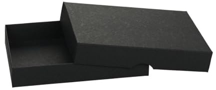 Natürlich verpacken Faltschachtel 10 x 14 x 2,5 cm, Schwarz, mit Deckel, Recyclingkarton - 10er Set