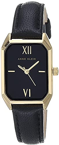 ANNE KLEIN damklocka med läderarmband, Svart