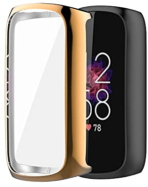 AISPORTS 2 Pack Compatible with Fitbit Luxe Case with Screen Protector, Ultra-Thin Soft TPU Silicone Bumper Case Full Coverage Protective Case Cover for Fitbit Luxe Activity Tracker Wellness Tracker