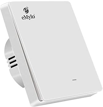 eMylo Interruptor de pared inteligente WiFi Interruptor de luz de control remoto de aplicación Interruptor de pared con botón pulsador Temporizador de control de voz Soporte Alexa Echo 1 Gang- Blanco