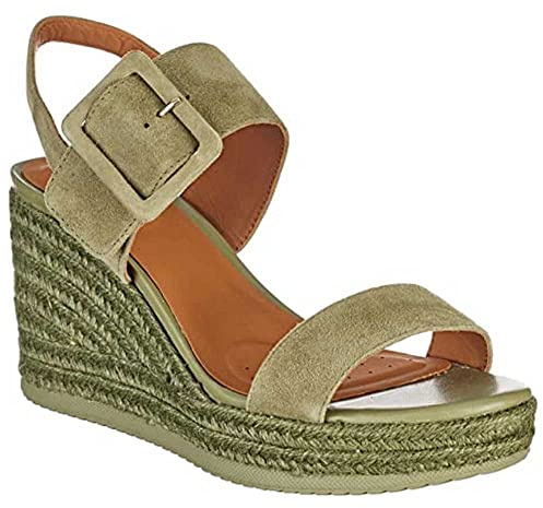 Geox D Ponza, Espadrille Wedge Sandal, Pistacho, 41 EU