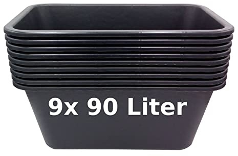 Mörtelwanne 90 Liter 9er Set Mörtelkasten Rechteckig Schwarz Profi Bauwanne