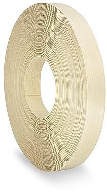 Birch Edging 19 mm x 7.5 m Pre Glued Adhesive Real Wood Veneer Edge Banding Tape Kitchen Cabinet Repair Worktop Laminate Shelf Table Door Cupboard Plywood Formica Chipboard Furniture Strip Wood Trim