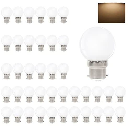 VIRANSHEN LED 40 Pack B22 LED Light Bulb 3W, Warm White Colour, 240Lm, Bayonet Energy Saving Bulb for Indoor and Outdoor Lighting Decoration Party Patio Garland Garden