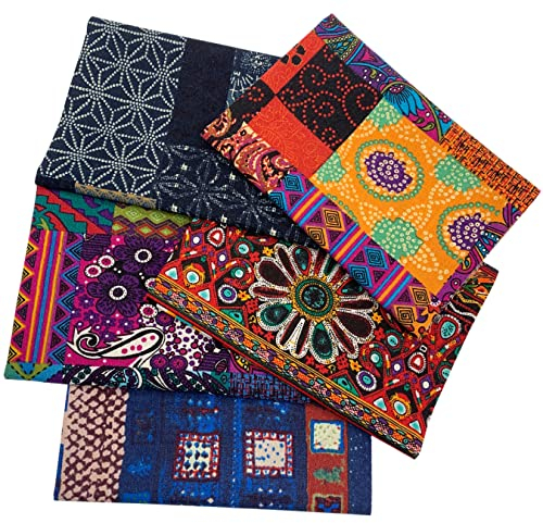 aufodara Baumwollstoff 5 Stück 47x47cm Ethnisches Muster Stoffpaket Patchwork Dekostoff Baumwolle Stoffe zum Nähen Quilten DIY Artcraft Handarbeit