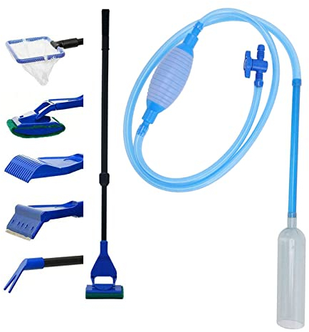 QIODAZOO Aquariumreinigung, Wasserwechsel, mit 5 in 1 und Kies-Reiniger für Aquarium, Reinigungsset für Aquarium, Aquarium, Siphon für Aquarien