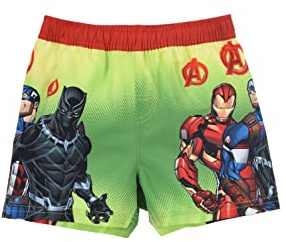 Marvel Avengers Pantaloncini da Bagno per Ragazzi, Calzoncini Costume Mare Boxer Bermuda per Bambino, Design Iron Man Captain America Black Panther, Taglia 10 Anni, Verde