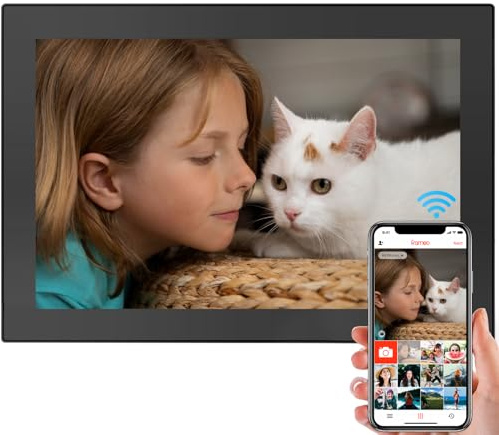 KASTISS 10.1 Inch WiFi Digital Picture Frame Built in 16GB Memory, 1280 x 800 IPS Touch Screen, Auto-Rotate and Wall Mountable, Quick and Easy Share Photos or Videos via the Frameo App