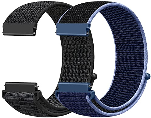 22mm Nylon Armband Kompatibel mit Samsung Galaxy Watch 3 45mm/Gear S3 Frontier/Garmin Venu 4 45mm/3 45mm/2/Vivoactive 4/Forerunner 570(47mm)/255/265/Amazfit Helio/Bip 6/5/Balance 2/GTR 4/3/2