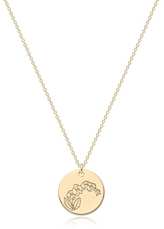Jenosy Violet Birth Flower Necklace 18K Gold Plated Necklace for Women Personalised Flower Necklace for Women Dainty February Violet Flower Choker Necklaces Jewellery Gift for Women and Girls