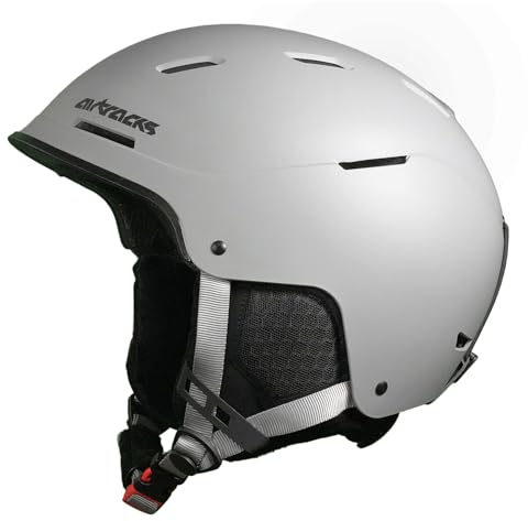Airtracks Strong SP-S210 Skihelm Snowboardhelm für Herren und Damen Ski Snowboard Helm mit Ventilationssystem stufenloser Anpassung Farben Matt Schwarz Weiß Grau (Grau, L(58cm-61cm))