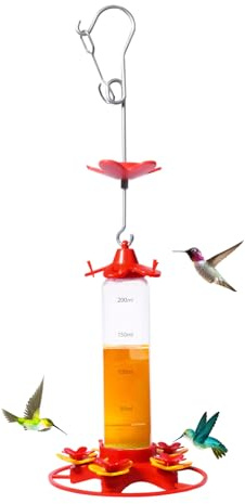 Kolibri-Futterspender, hängbar, Vogelfutterstation, Wildvogelfutterspender, für ganzjährige Vogelfütterung, geeignet für Garten/Patio/Balkon, transparent.