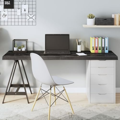 ShGaxin Tischplatte Dunkelgrau 160x60x6 cm Massivholz Eiche Behandelt, Arbeitsplatte, Holzplatte, Schreibtischplatte, Waschtischplatte, Küchenarbeitsplatte - 3156451