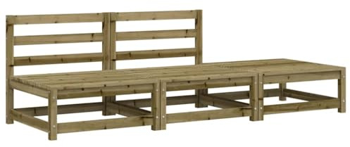 vidaXL Gartensofa, Modular Sofa ohne Armlehnen, Gartensessel mit Hocker, Relaxsessel Lounge Sessel Gartenmöbel, Kiefernholz Imprägniert