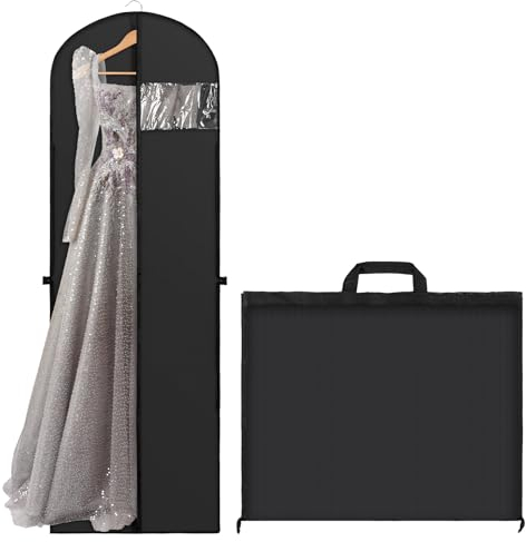 Hejo Kleidersack, 180 × 60 cm Faltbare Kleiderhülle, Lange Atmungsaktive Kleidersäcke mit Griffen, Staubdichte Kleidung Schutztasche, Garment Bag für Brautkleider, Abendkleider, Tanzkostüme (Schwarz)