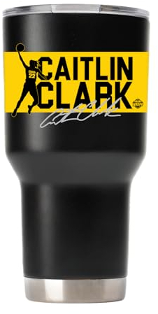 Gametime Sidekicks Iowa Trinkbecher, 850 ml, offizielles Lizenzprodukt, 18/8 Edelstahl, doppelwandig, vakuumisoliert, UV-LED-Logos, bleibt heiß/kalt, WNBPA, Caitlin Clark