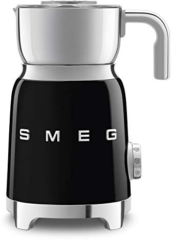 SMEG Retro 50's Style Milk Frother with 2 Disks 6 Preset Programs Hot or Cold Frothing and Induction Heating (Black)