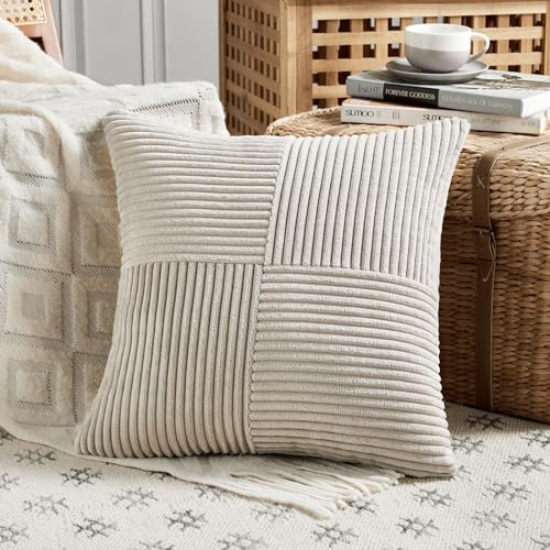 FDTERN 1 Stück Taupe Kissenbezug 70x70 cm Weich Kordsamt Kissenbezüge Kissenhülle Dekokissenbezug Sofakissen Dekokissen Boho Deko für Sofa Schlafzimmer Wohnzimmer Balkon (Ohne Kissenfüllung)
