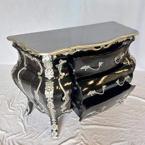 Kunibert Louis XIV. Louises - Mobili in stile barocco, stile rococò, credenza, credenza, colore: nero con argento, larghezza 115 cm