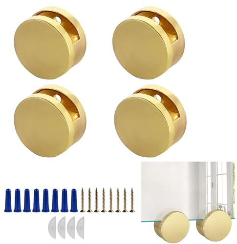 Lot de 4 clips de fixation pour miroir, dorés, support de miroir, entretoises, mise à niveau de la fixation à double vitre, pour miroirs, images en verre, images acryliques, photos