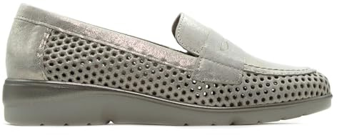 PITILLOS - Zapato mocasín de Piel,náutico Adornado con Antifaz,sin Cordones,Suela Blanca de Goma,Rejilla,Calado para: Mujer Color: Oro Talla:38