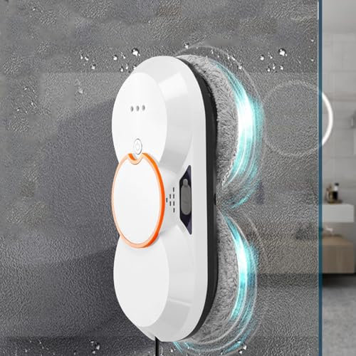 Window Cleaning Robot-Duble Water Spray,5600pa Automatic Smart Glass Cleaner Robot Vacuum, Robotic Cleaning Tools W/Remote Control/70mm Slim Profile,White