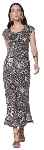 Koroshi Vestido Mujer Largo Ajustado Estampado marrón, de Color Marron/Brown, Talla S