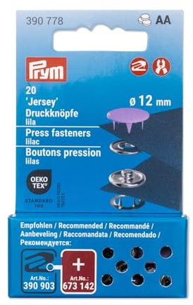 Prym 390778 Druckknöpfe Jersey, 12 mm, lila, kompatibel mit dem Vario Creative Tool