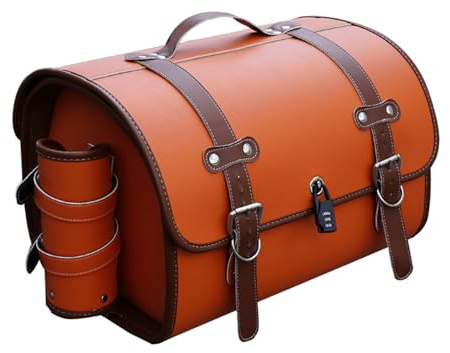 LECREA Motorrad Hecktasche für Honda Rebel 1100 2021-2024, Leder Rücksitz Motorrad Aufbewahrungstasche wasserdichte, 33L Motorrad Satteltasche mit Großem Fassungsvermögen,C Orange+Brown