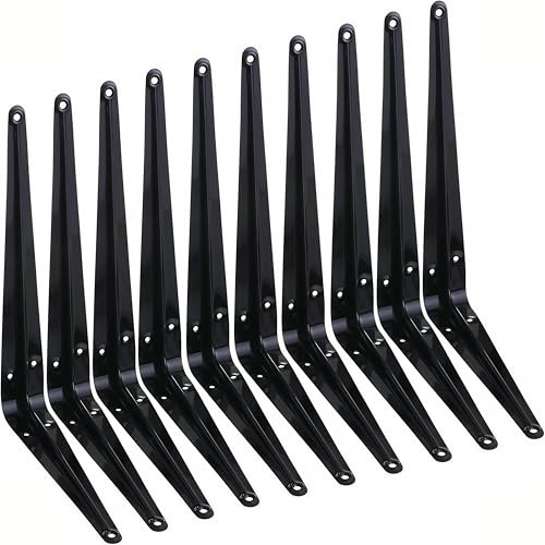 HEART ART 10 Pack Shelf Brackets 25 cm, Floating Metal L Brackets for Shelf