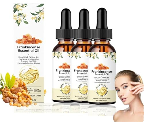Premium Weihrauchöl,Weihrauchöl Bio für Haut,ätherische Öle,organisches Weihrauchöl für Haut,Gesicht, Weihrauchöl für das Gesicht,Falten für Narben,tiefenwirksam (3PC, 60ml)