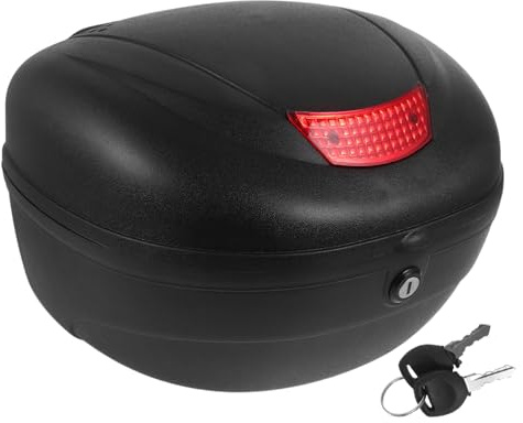TIDTALEO Motorrad Topcase aus Kunststoff mit Reflektierendem Design und Einfacher Montage Schwarzer Motorradkoffer für Sichere Aufbewahrung und Stilvolles Gepäck