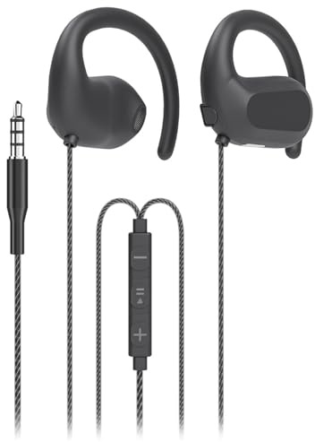 fesoklaf 3,5 mm trådbundna öronproppar med öronkrokar, löparhörlurar med mikrofon och in-line-kontroll luftledning trådbundet stereoheadset för sport cykling jogging träning gym gym