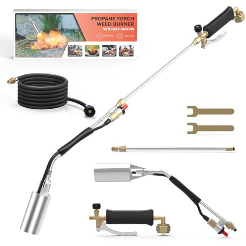 SEVENMEET Weed Torch Propane Burner, Blow Torch for Weed with 11.5FT Hose, Self Igniter Weed Torch Flamethrower for Weeding, Roof Asphalt, Melting Snow, Road Marking