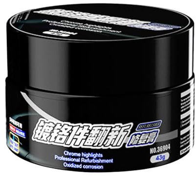 Auto Chrome Polish - Potente Crema De Potenciador De 43G Shine | Refinador De Metal Sin Óxido para SUV, Bicicleta, Vehículo Clásico, Rueda Y Piezas del Motor | Solución De Eliminación De Rasguños