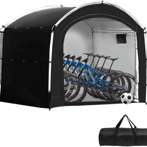 Abri de rangement portable extérieur pour vélo, tissu Oxford 210D PU4000, housse imperméable pour 2/3/4/6/8 vélos, idéale pour moto, outils de jardin, jouets et tondeuses à gazon (noir)