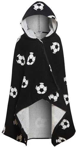 Ultimate Kids Boys Football Hooded Poncho Towel Black One Size
