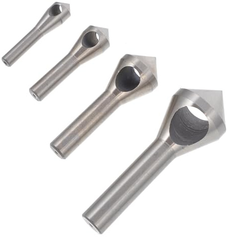 Ipetboom 4Pcs Countersink Chamfer Tool Kit High Speed Steel Drill Bits Deburring Tool Set for Metal Plate Chamfering and Countersunk Hole Drilling in Workshop Use